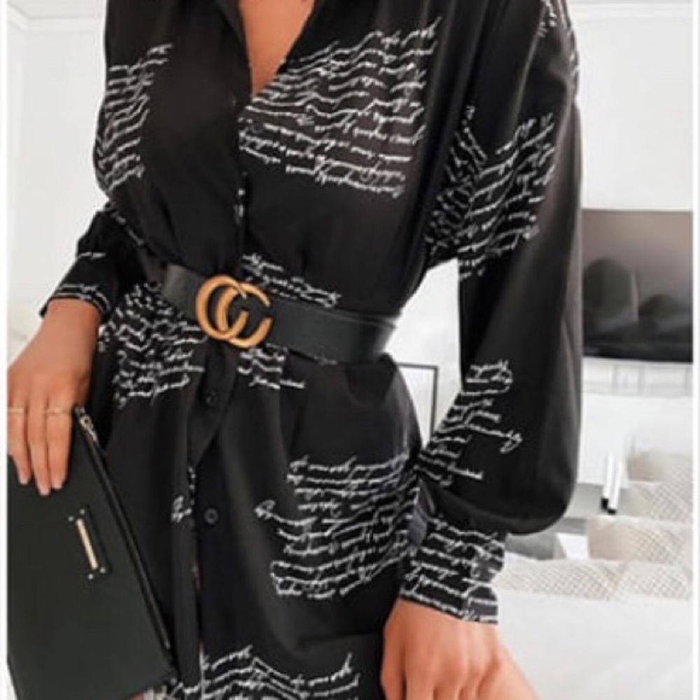 Black dress with belt